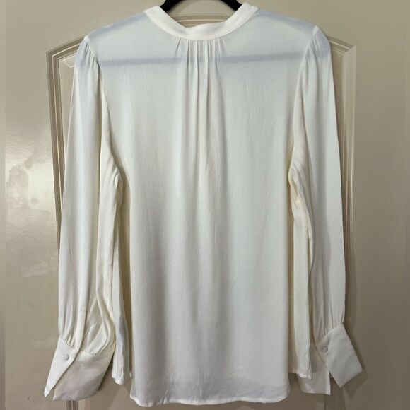 NWOT SOFT SURROUNDINGS Long Sleeve Button Down Ruffle Blouse Ivory Women’s Small - Picture 2 of 4